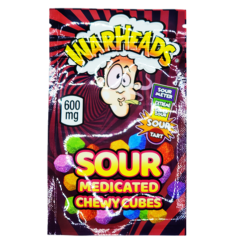 WARHEADS SOUR MEDICATED CHEWY CUBES 600mg